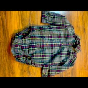 Just one you boys Grey plaid onesie dress shirt 12
